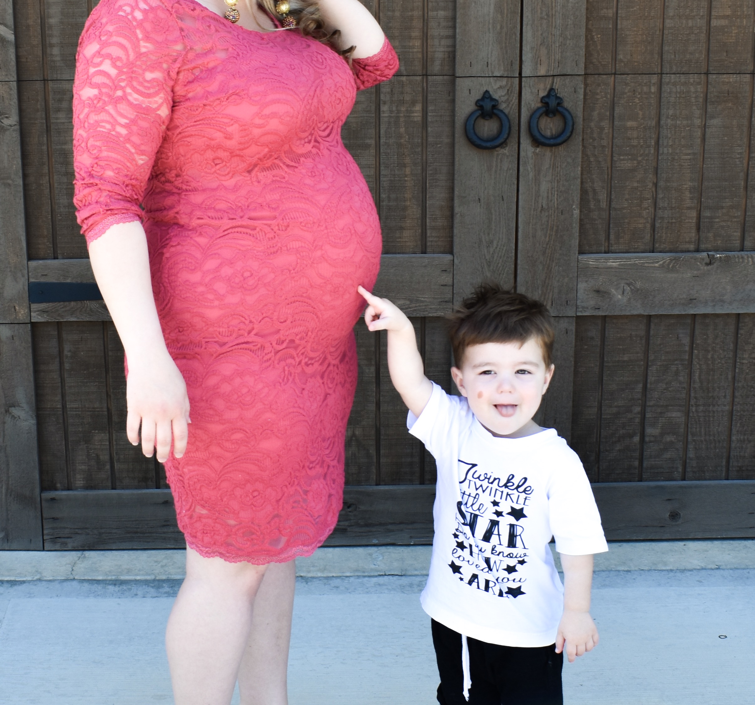 Toddler Pointing to Pregnant Belly