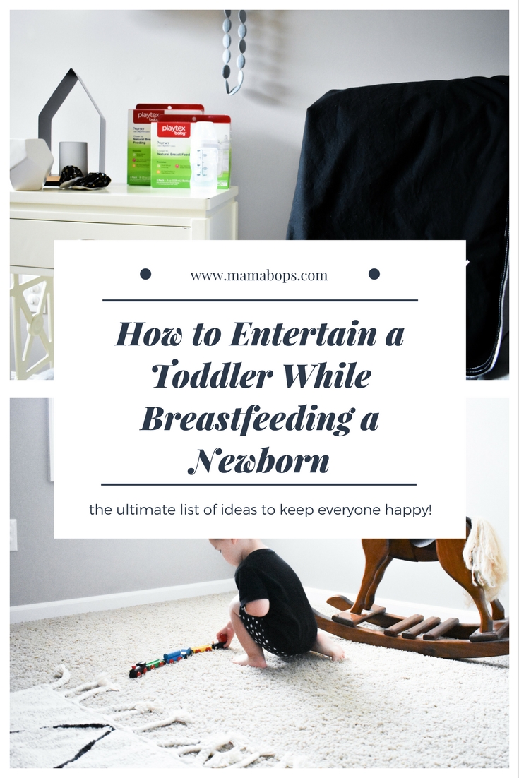 How to Entertain a Toddler While Breastfeeding a Newborn: If you're expecting Baby #2 and wondering how you'll entertain your child while nursing a newborn, you're not alone. A mom of 2 shares tips and tricks on entertaining an older sibling while baby is breastfeeding.