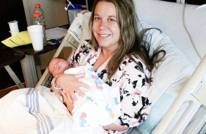 Mom and Baby in Hospital Bed