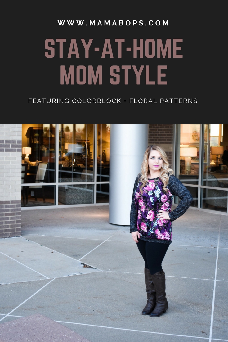 This black colorblock floral top is super comfortable and effortlessly stylish! The perfect addition to any stay-at-home mom wardrobe or an easy weekend look for any mama! SAHM clothes are difficult to find, but this black colorblock floral top checks all the boxes! And, it's nice and stretchy, so you could keep wearing it if you find yourself needing stylish maternity clothes in the future. Thanks, PinkBlush! [ad]