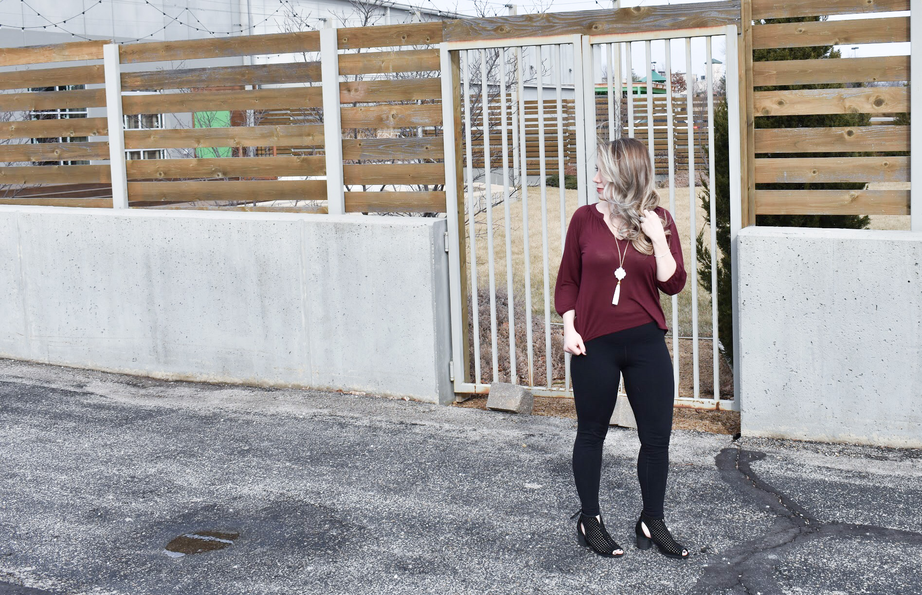 Dress Up Leggings with Ankle Boots. One of my favorite outfit ideas for leggings is to dress the leggings up with some stylish ankle boots! Take leggings from day to night with this easy styling trick! Here, I styled black leggings with black ankle boots for a sleek monochromatic look.