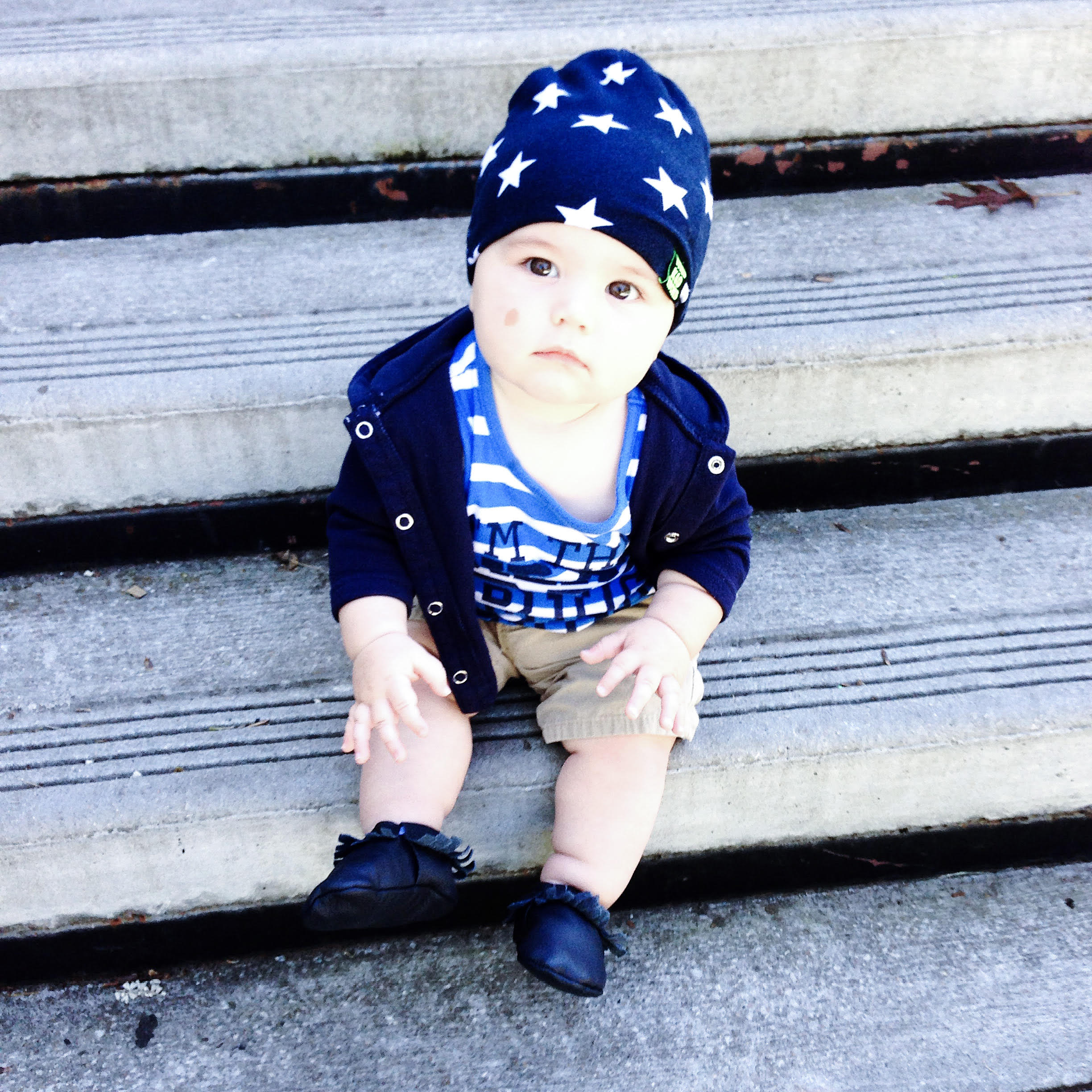 Hipster Baby Boy Beanie Moccasins