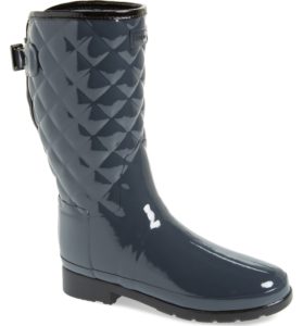 Hunter Refined High Gloss Quilted Short Rain Boot