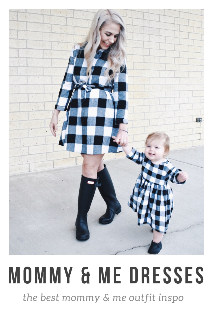 Mommy and Me Dresses - Fall Matching Clothes for Mommy and Daughter. These Mommy and Me plaid dresses are perfect for twinning with your mini me. Best of all, they're super affordable -- you can get both dresses for around $30 total! Perfect Mommy and Me outfit inspo from fashion blogger Tricia Nibarger of COVET by tricia, showcasing plaid dresses for Mom and Daughter. #MommyandMe #GirlMom #LikeTKit