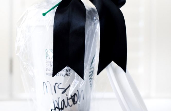 Teacher Wedding Gift Ideas - Preschool Teacher Wedding Gift. Looking for wedding gift ideas for teacher? This simple DIY gift is great for any Starbucks-loving teacher. Simply write her new married name on the coffee cup and throw in a gift card, and you've got the perfect teacher wedding gift idea! #Teacher #GiftIdeas #Starbucks