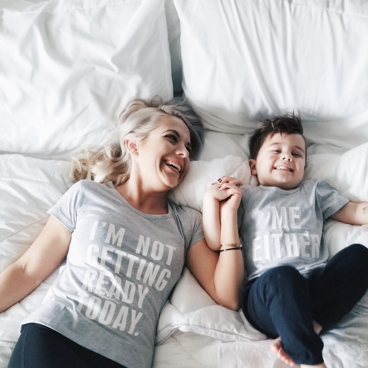 mother son matching outfits  twinning looks for boy moms