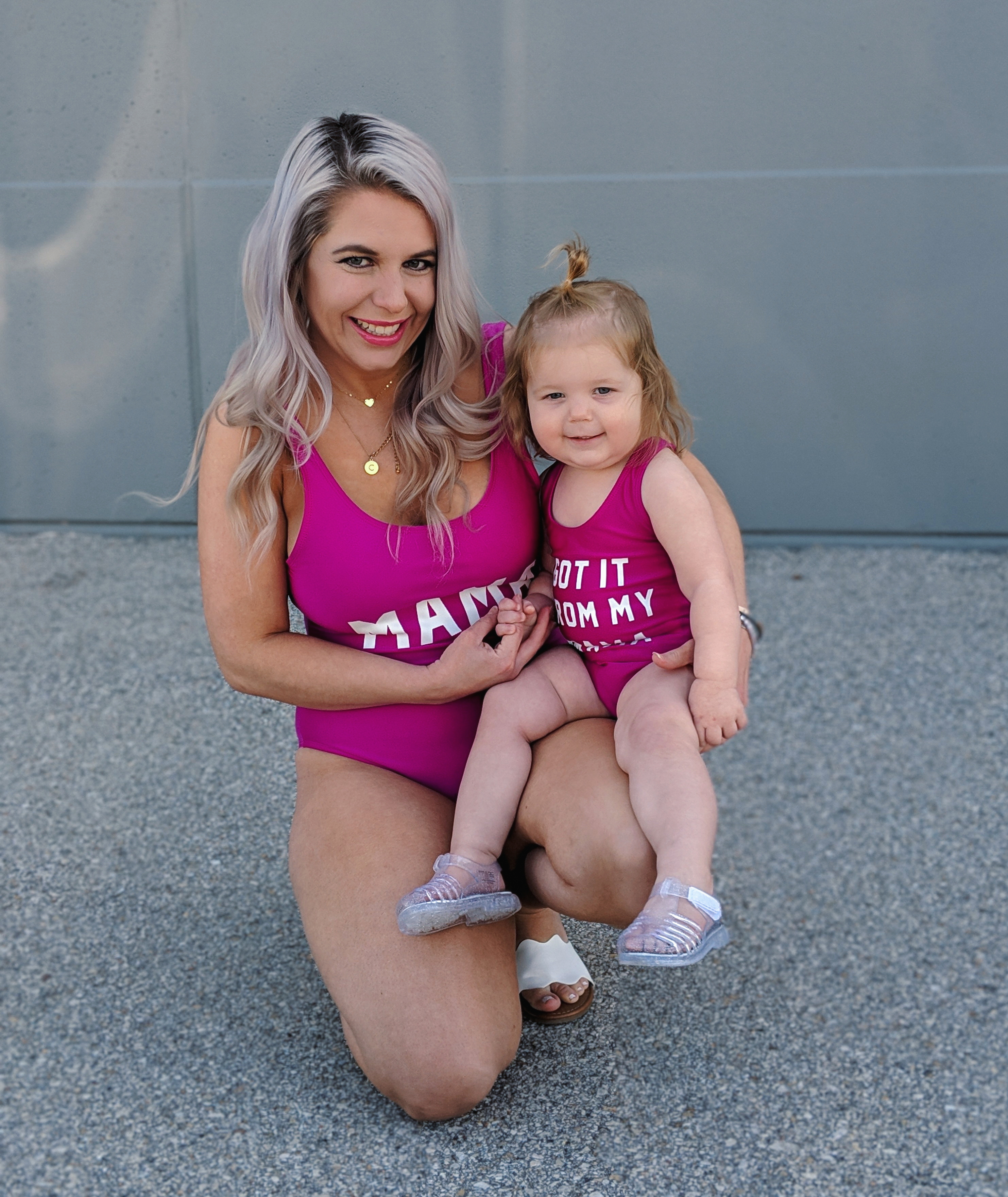 Finally a blogger showing some cheap mommy and me swimsuits! I can't afford those expensive suits and these mommy and me swimsuits are just as cute. Mama and Got it From My Mama swimsuits available in pink and other colors. There's also a Papa version for dads! The cutest mommy and me outfit ideas! #mommyandme #mommyandmeswimsuits #ltkfamily