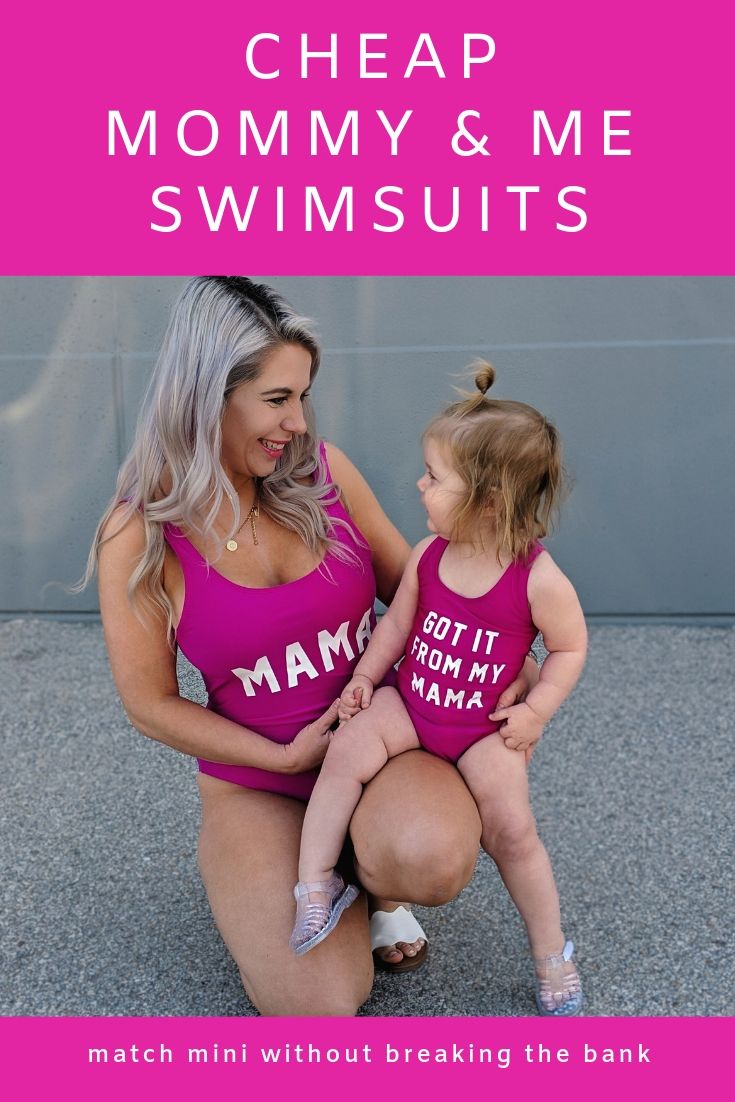 Finally a blogger showing some cheap mommy and me swimsuits! I can't afford those expensive suits and these mommy and me swimsuits are just as cute. Mama and Got it From My Mama swimsuits available in pink and other colors. There's also a Papa version for dads! The cutest mommy and me outfit ideas! #mommyandme #mommyandmeswimsuits #ltkfamily 