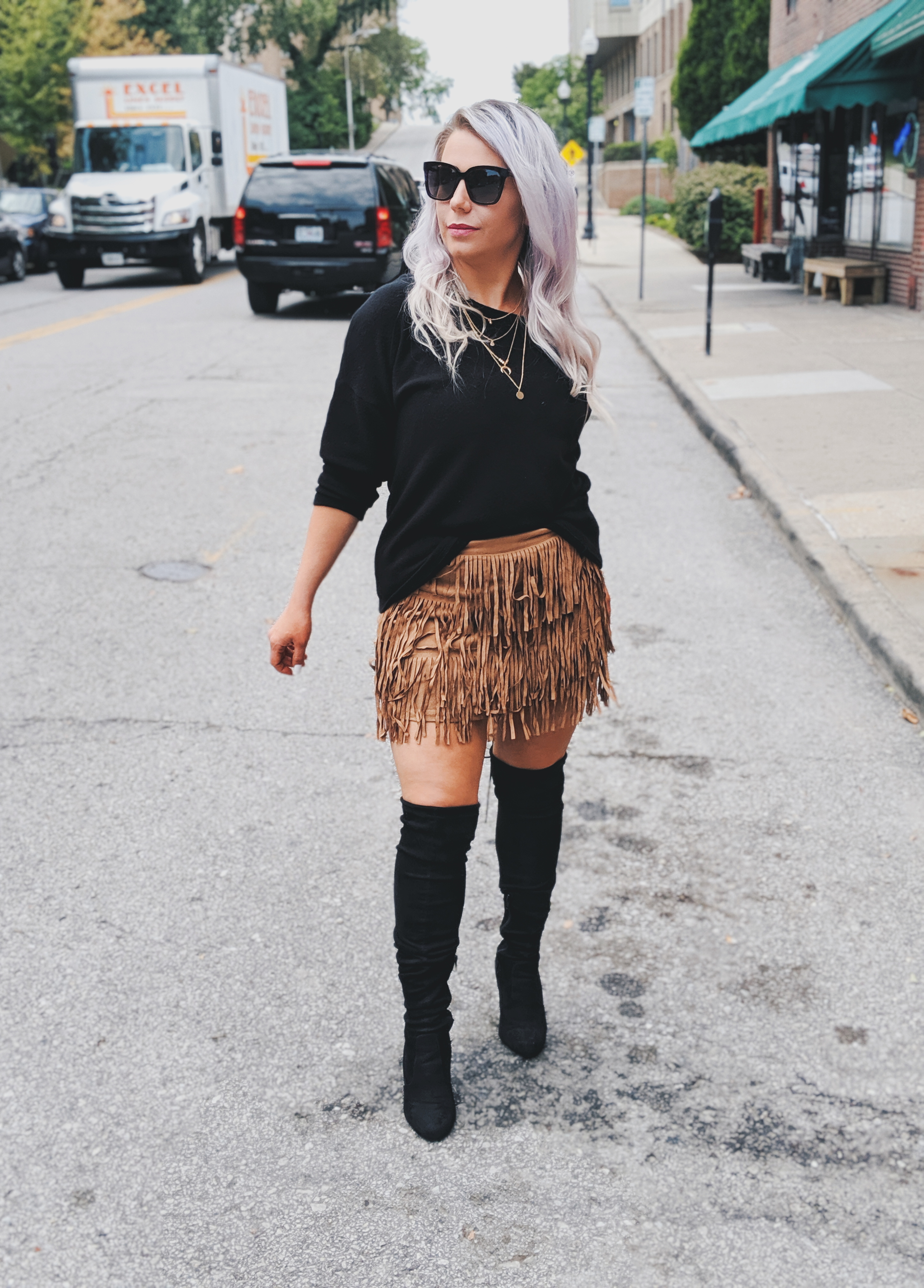 Fall outfit goals :) I NEED this fringe skirt! Fashion blogger Tricia Nibarger showcases fringe skirt outfit ideas for your fall outfits. Here's how to wear a fringe skirt in the fall and winter! This skirt is just $17 and a perfect addition to your fall 2019 wardrobe. #shein #sheingals #falloutfits