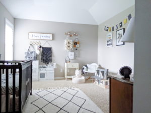 This is the cutest baby girl nursery! Exactly how I want my baby girl nursery to look. I love that it's a baby girl nursery not pink! Baby girl nursery monochrome, grey and white nursery, baby girl nursery ideas not pink. #babygirlnursery #nurserydecor #girlnursery