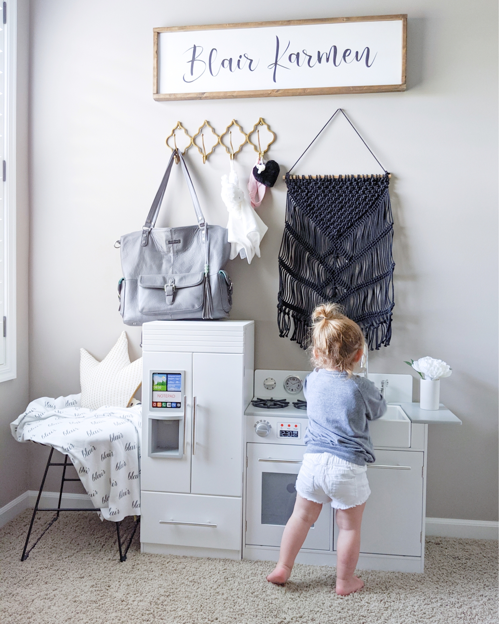 This is the cutest baby girl nursery! Exactly how I want my baby girl nursery to look. I love that it's a baby girl nursery not pink! Baby girl nursery monochrome, grey and white nursery, baby girl nursery ideas not pink. #babygirlnursery #nurserydecor #girlnursery 