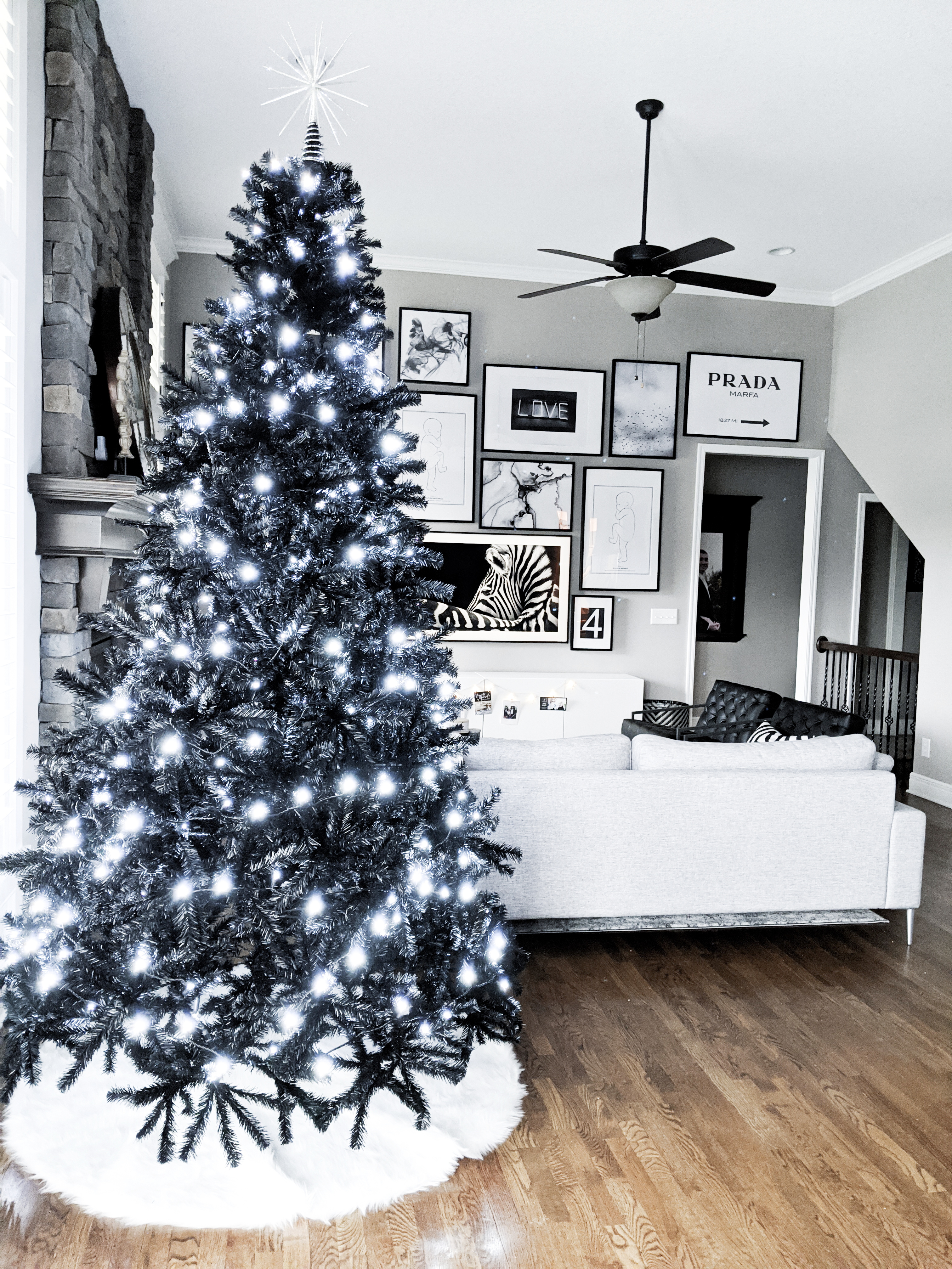 Black Christmas Tree - Modern Christmas Decor: A black Christmas tree is sophisticated, stylish, and unexpected. See how to decorate a black Christmas tree for modern Christmas decor! (Sponsored by Wayfair). #modernhome #christmasdecor #christmastree