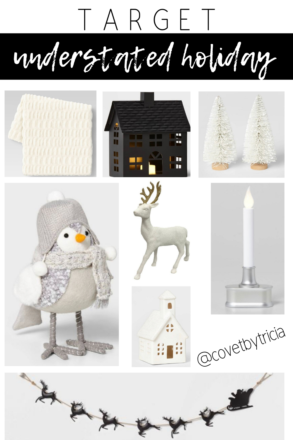 Modern Christmas Decorations from Target - Deck the hall in an understated way with this modern Christmas decor from Target! Black and white Christmas, neutral holiday decor, modern holiday decor #target #targethome #christmasdecor 