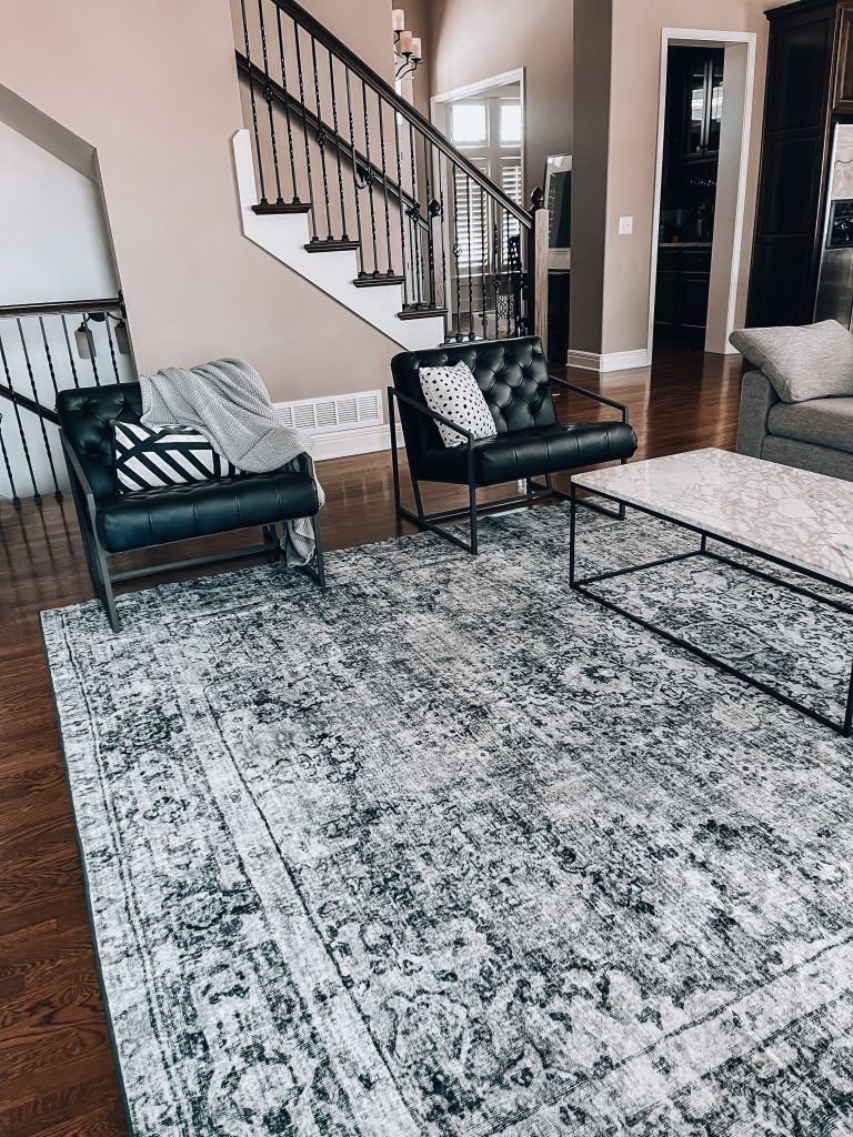 Easy Living Room Refresh Ideas - Joydeco Rugs and Throws - Modern living room ideas, contemporary living room ideas, chic family room decor